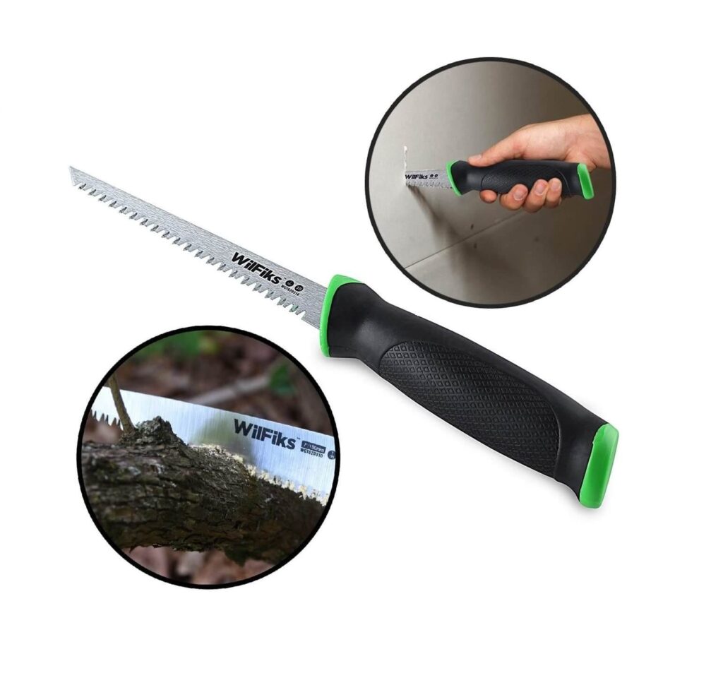 WilFiks Razor Sharp 6.5” Pro Jab Saw, Drywall Hand Saw, Perfect For Sawing, Trimming, Gardening, Pruning & Cutting Wood, Wallboards & More, Comfortable Ergonomic Non-Slip Handle, Has A Sharpened Tip